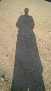 Character shadow photographed on a location set